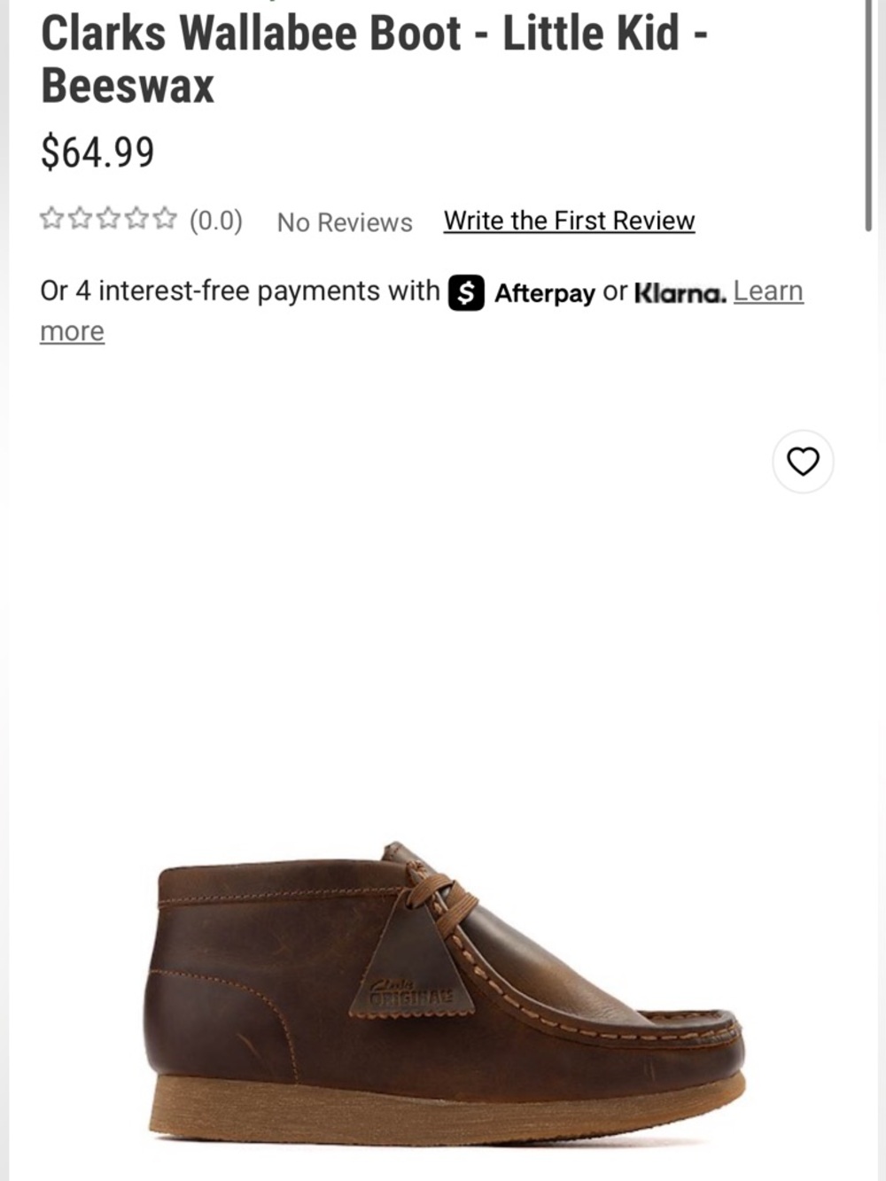 Clarks Toddler Beeswax Brown Wallabee Chukka Boots